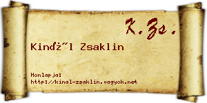 Kinál Zsaklin névjegykártya
